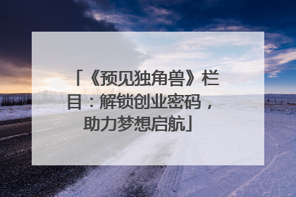 《预见独角兽》栏目：解锁创业密码，助力梦想启航