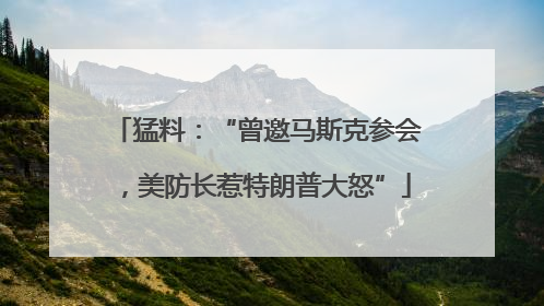 猛料：“曾邀马斯克参会，美防长惹特朗普大怒”