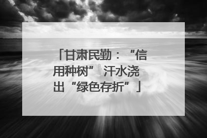 甘肃民勤：“信用种树” 汗水浇出“绿色存折”