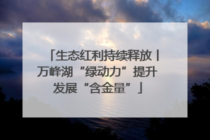 生态红利持续释放丨万峰湖“绿动力”提升发展“含金量”