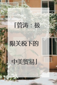 管涛：极限关税下的中美贸易