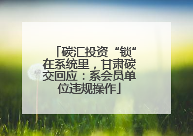 碳汇投资“锁”在系统里，甘肃碳交回应：系会员单位违规操作