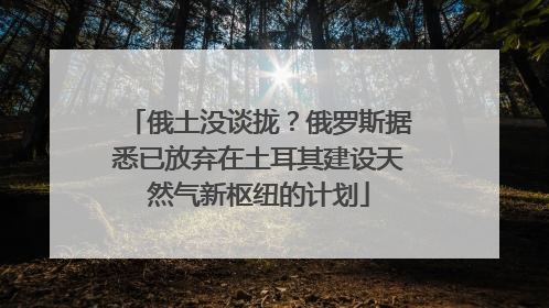 俄土没谈拢？俄罗斯据悉已放弃在土耳其建设天然气新枢纽的计划