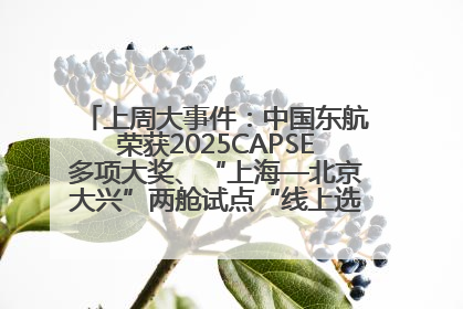 上周大事件：中国东航荣获2025CAPSE多项大奖、“上海—北京大兴”两舱试点“线上选餐”、携手菜鸟推进航空维修数字化转型