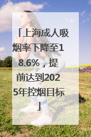 上海成人吸烟率下降至18.6%，提前达到2025年控烟目标