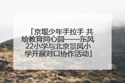 京堰少年手拉手 共绘教育同心圆——东风22小学与北京景风小学开展对口协作活动