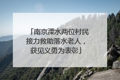 南京溧水两位村民接力救助落水老人，获见义勇为表彰