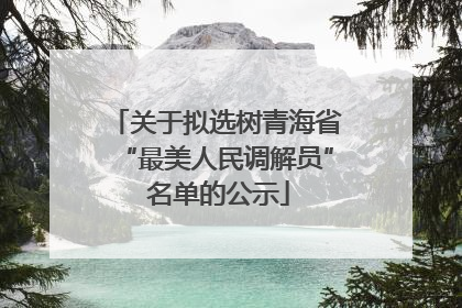 关于拟选树青海省“最美人民调解员” 名单的公示