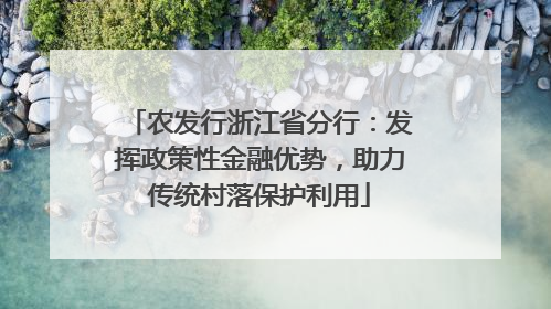 农发行浙江省分行：发挥政策性金融优势，助力传统村落保护利用