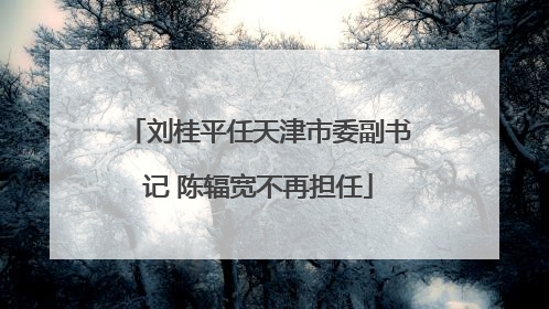 刘桂平任天津市委副书记 陈辐宽不再担任