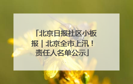 北京日报社区小板报｜北京全市上汛！责任人名单公示