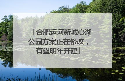 合肥运河新城心湖公园方案正在修改，有望明年开建