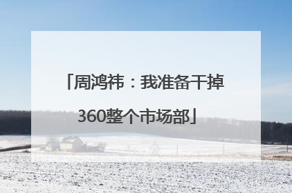 周鸿祎：我准备干掉360整个市场部