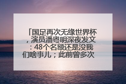 国足再次无缘世界杯，演员潘粤明深夜发文：48个名额还是没我们啥事儿；此前曾多次为国足发声