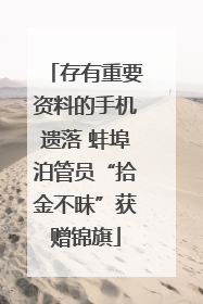 存有重要资料的手机遗落 蚌埠泊管员“拾金不昧”获赠锦旗
