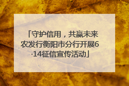 守护信用，共赢未来 农发行衡阳市分行开展6·14征信宣传活动