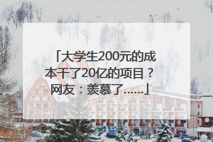 大学生200元的成本干了20亿的项目？网友：羡慕了……