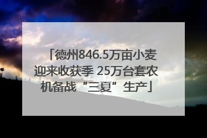 德州846.5万亩小麦迎来收获季 25万台套农机备战“三夏”生产