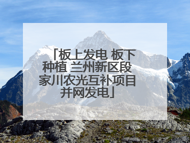 板上发电 板下种植 兰州新区段家川农光互补项目并网发电