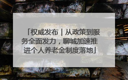 权威发布｜从政策到服务全面发力，聊城加速推进个人养老金制度落地