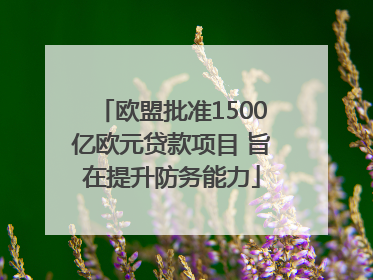 欧盟批准1500亿欧元贷款项目 旨在提升防务能力