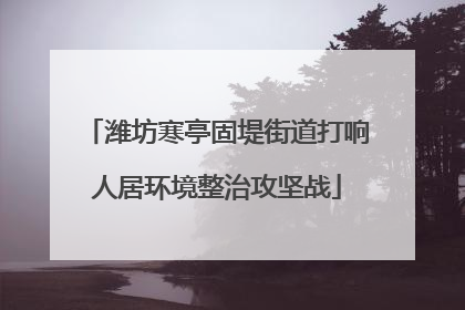 潍坊寒亭固堤街道打响人居环境整治攻坚战