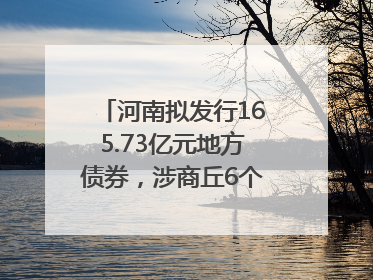 河南拟发行165.73亿元地方债券，涉商丘6个项目……