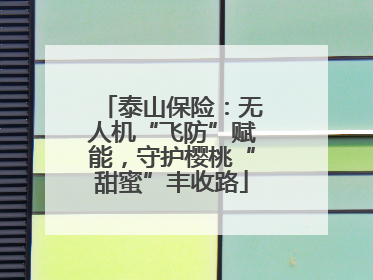 泰山保险：无人机“飞防”赋能，守护樱桃“甜蜜”丰收路