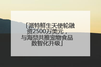 派特鲜生天使轮融资2500万美元，与海鼎共推宠物食品数智化升级