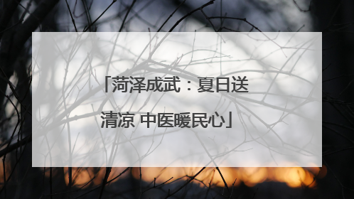 菏泽成武：夏日送清凉 中医暖民心