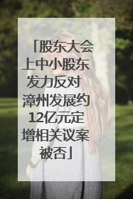 股东大会上中小股东发力反对 漳州发展约12亿元定增相关议案被否
