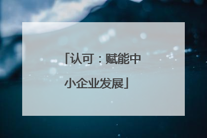 认可：赋能中小企业发展