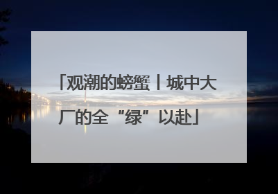 观潮的螃蟹丨城中大厂的全“绿”以赴