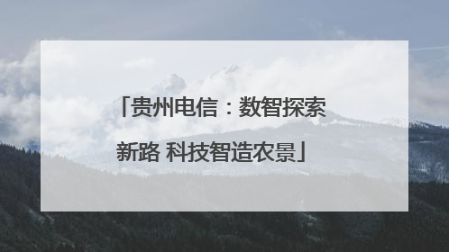 贵州电信：数智探索新路 科技智造农景