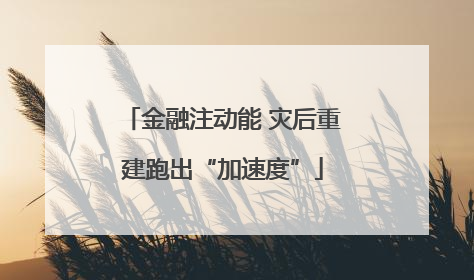 金融注动能 灾后重建跑出“加速度”