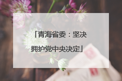 青海省委：坚决拥护党中央决定