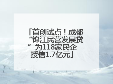 首创试点！成都“锦江民营发展贷”为118家民企授信1.7亿元