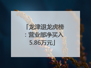 龙津退龙虎榜：营业部净买入5.86万元
