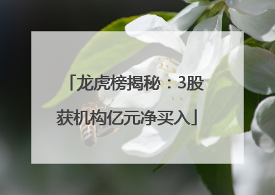 龙虎榜揭秘：3股获机构亿元净买入