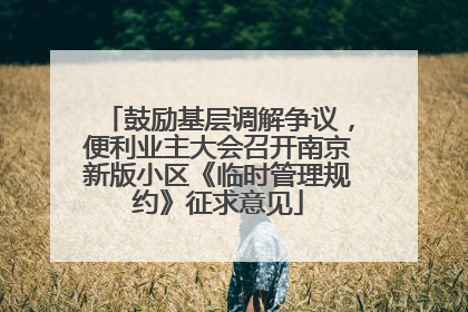 鼓励基层调解争议，便利业主大会召开南京新版小区《临时管理规约》征求意见