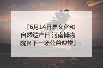 6月14日是文化和自然遗产日 河南博物院备下一场公益课堂